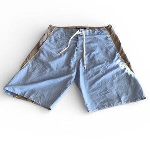 PT Sports Wear Mens Board Shorts Swim Trunks Size XL Light Blue and Gray EUC